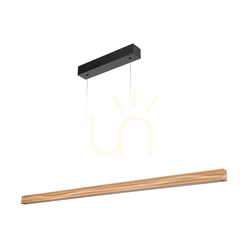Verifica Lampa suspendată Riflet, stejar uleiat/negru, 3 LED-uri, 28 W, lumină orientabilă în sus și în jos, 120 cm