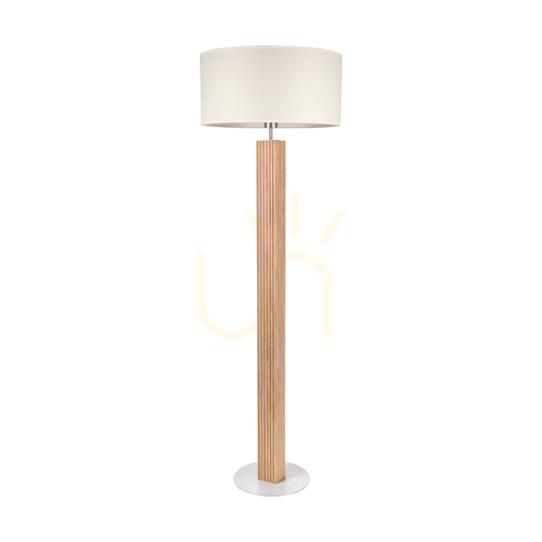 Verifica Lampa de podea Riflet, stejar uleiat/nichel mat, abajur crem și argintiu, 1xE27, Ø50 cm