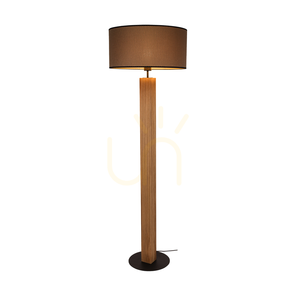 Vedere Lampa de podea Riflet, stejar uleiat/negru, abajur maro-negru-auriu, 1xE27, Ø50 cm Lampa de podea Riflet, stejar uleiat/negru, abajur maro-negru-auriu, 1xE27, Ø50 cm