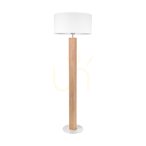 Verifica Lampa de podea Riflet, stejar tratat cu ulei/nichel mat, abajur alb, 1xE27, Ø50 cm