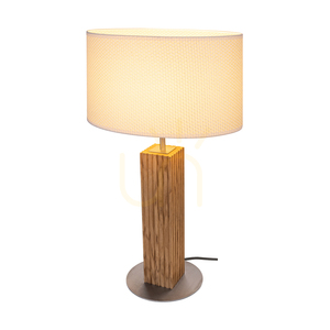Lampa de masă Riflet, stejar uleiat/nichel mat, abajur crem și argintiu, 1xE27, 36 cm small 1