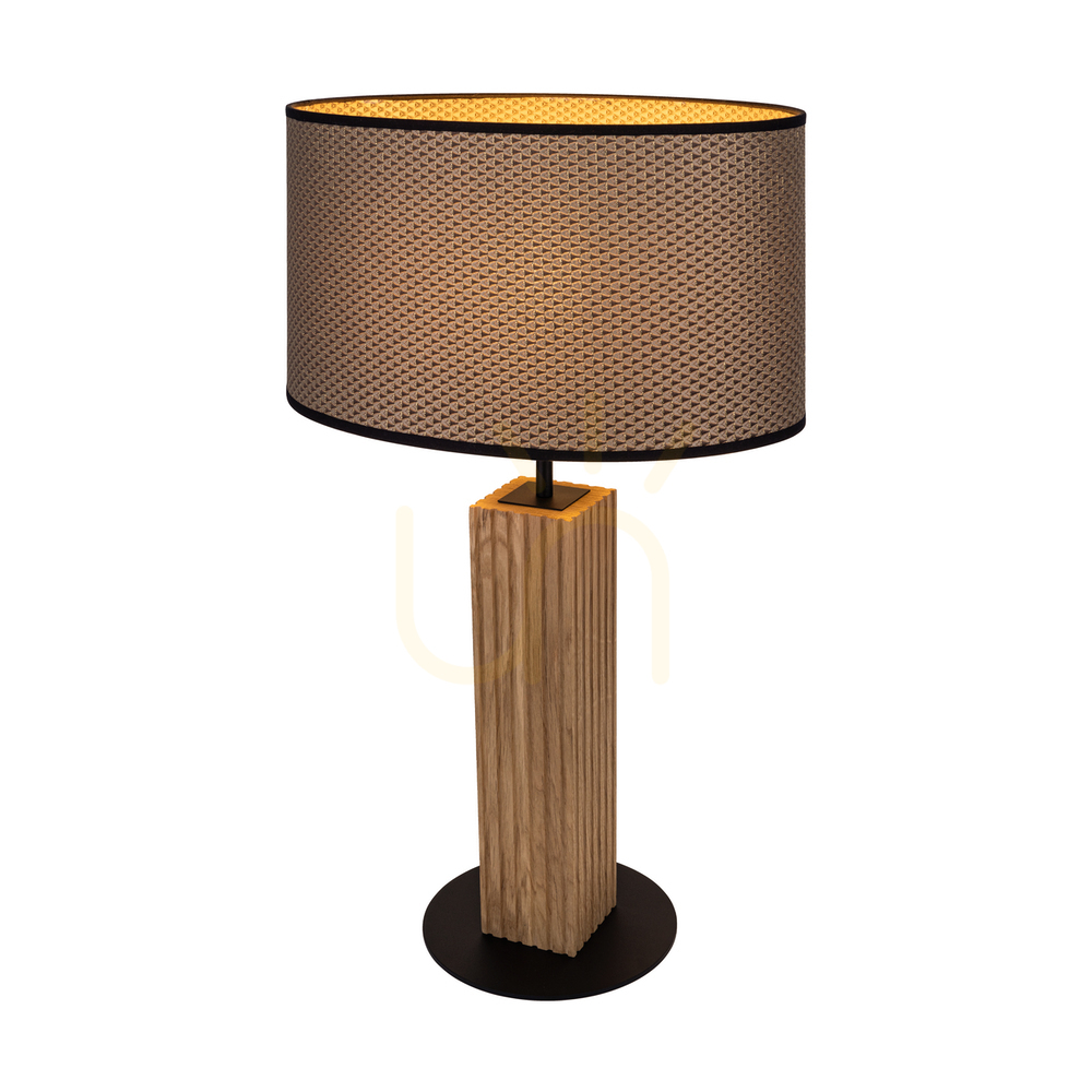 Vedere Lampa de masă Riflet, stejar uleiat/negru, abajur maro-negru-auriu, 1xE27, 36 cm Lampa de masă Riflet, stejar uleiat/negru, abajur maro-negru-auriu, 1xE27, 36 cm