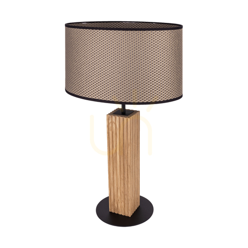 Verifica Lampa de masă Riflet, stejar uleiat/negru, abajur maro-negru-auriu, 1xE27, 36 cm
