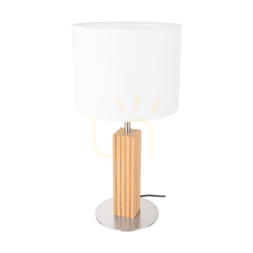 Verifica Lampa de masă Riflet, stejar uleiat/nichel mat, abajur alb, 1xE27, Ø22 cm
