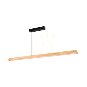 Lampa suspendată Derott, stejar uleiat/negru, 3 LED-uri, 56 W, iluminare în sus și în jos, 160 cm small 0