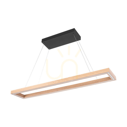 Verifica Lampa suspendată Legno, stejar uleiat/negru, 3 LED-uri, 68 W, lumină orientabilă în sus și în jos, 124,5 cm