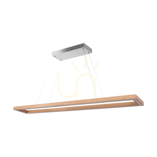 Verifica Lampa suspendată Legno, stejar uleiat/nichel mat, 3 LED-uri, 80 W, iluminare în sus și în jos, 164,5 cm