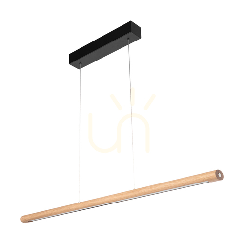 Verifica Lampa suspendată Razmus, stejar uleiat/negru, 1xLED 28 W, lumină orientabilă în sus și în jos, 98 cm