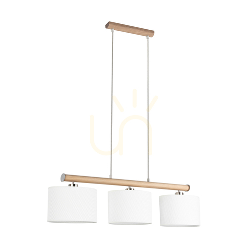 Verifica Lampa suspendată Mercedes, stejar uleiat/nichel mat, abajur alb, 3xE27, 91 cm