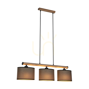 Lampa suspendată Mercedes, stejar uleiat/negru, abajur maro-negru-auriu, 3xE27, 91 cm 1 Lampa suspendată Mercedes, stejar uleiat/negru, abajur maro-negru-auriu, 3xE27, 91 cm small 1
