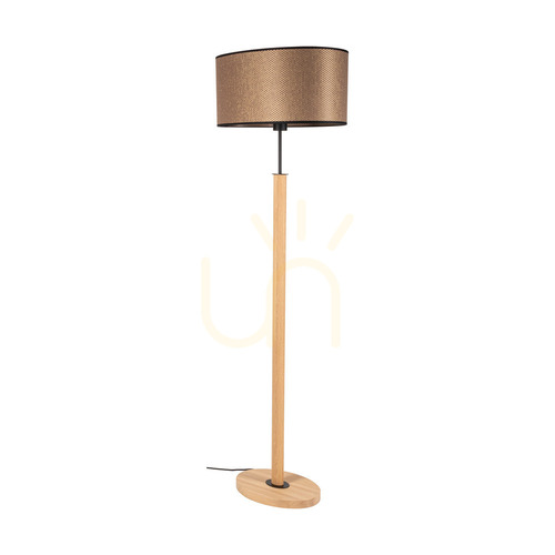 Verifica Lampa de podea Mercedes, stejar uleiat/negru, abajur maro-negru-auriu, 1xE27, 52 cm