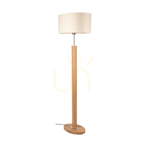 Verifica Lampa de podea Mercedes, stejar uleiat/nichel mat, abajur crem și argintiu, 1xE27, 52 cm