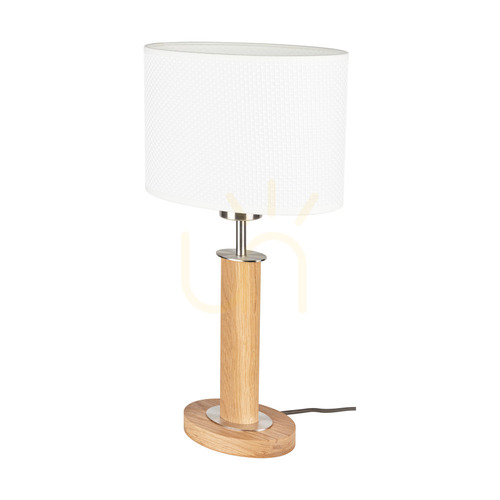 Verifica Lampa de masă Mercedes, stejar uleiat/nichel mat, abajur alb, 1xE27, 25 cm