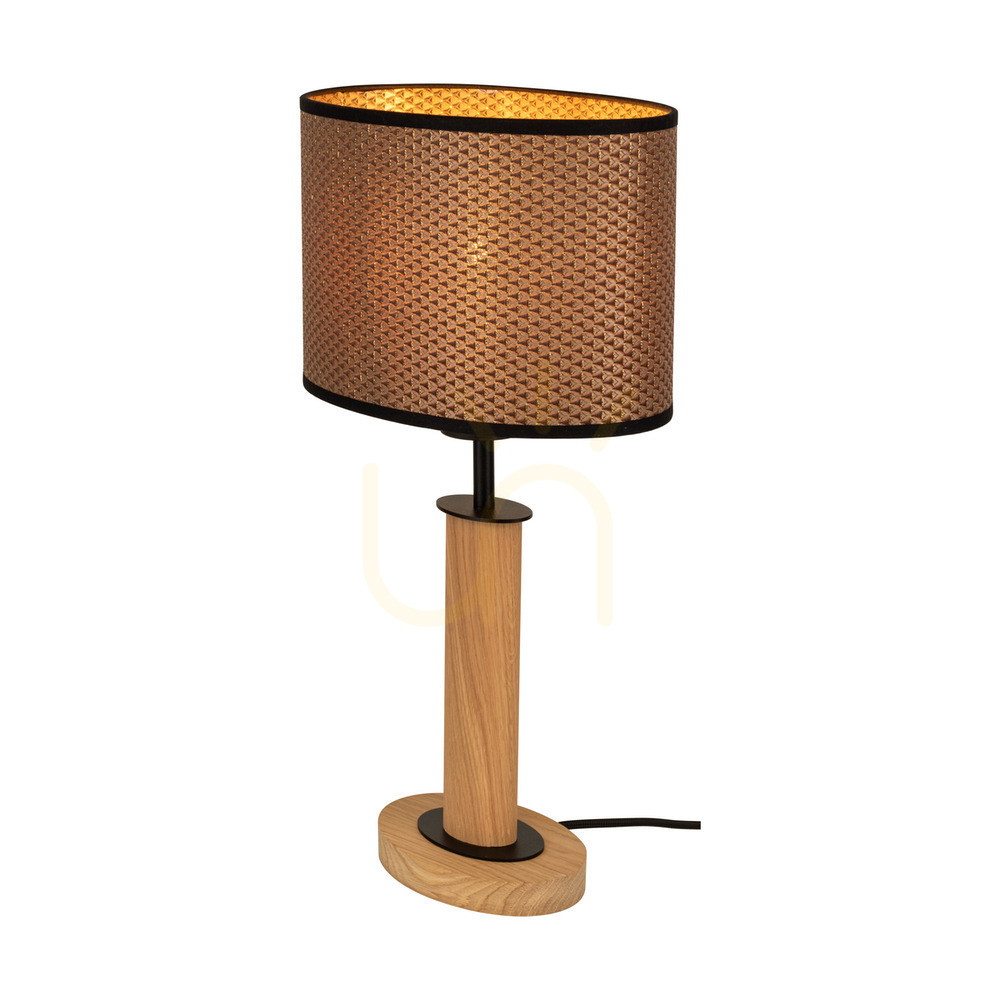 Vedere Lampa de podea Mercedes, stejar uleiat/negru, abajur maro-negru-auriu, 1xE27, 25 cm Lampa de podea Mercedes, stejar uleiat/negru, abajur maro-negru-auriu, 1xE27, 25 cm