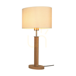 Lampa de masă Mercedes, stejar uleiat/nichel mat, abajur crem și argintiu, 1xE27, 36 cm small 2