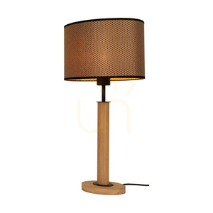 Lampa de masă Mercedes, stejar uleiat/negru, abajur maro-negru-auriu, 1xE27, 36 cm small 2