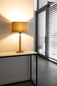 Lampa de masă Mercedes, stejar uleiat/negru, abajur maro-negru-auriu, 1xE27, 36 cm small 4