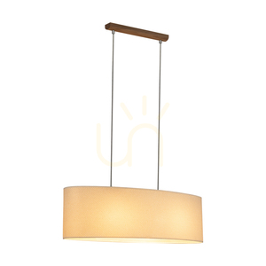 Lampa suspendată Mercedes, stejar uleiat, abajur crem și argintiu, 2xE27, 80 cm small 1