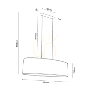 Lampa suspendată Mercedes, stejar uleiat, abajur crem și argintiu, 2xE27, 80 cm small 3