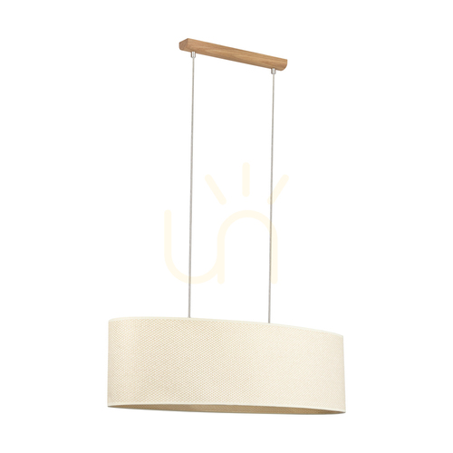 Verifica Lampa suspendată Mercedes, stejar uleiat, abajur crem și argintiu, 2xE27, 80 cm