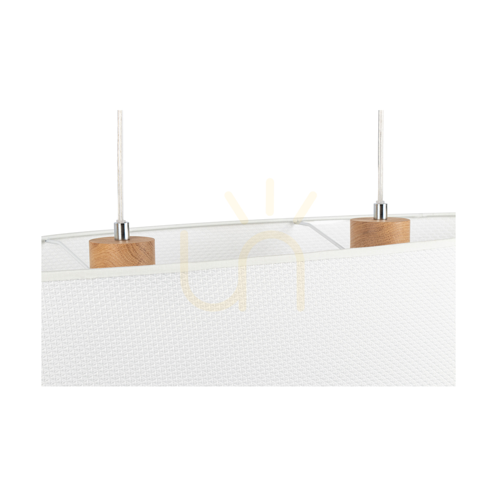 previzualizare Lampa suspendată Mercedes, stejar uleiat, abajur alb, 2xE27, 80 cm Lampa suspendată Mercedes, stejar uleiat, abajur alb, 2xE27, 80 cm