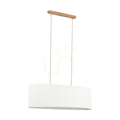 Verifica Lampa suspendată Mercedes, stejar uleiat, abajur alb, 2xE27, 80 cm