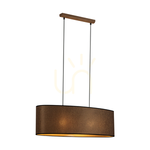 Lampa suspendată Mercedes, stejar uleiat, abajur maro-negru-auriu, 2xE27, 80 cm small 1