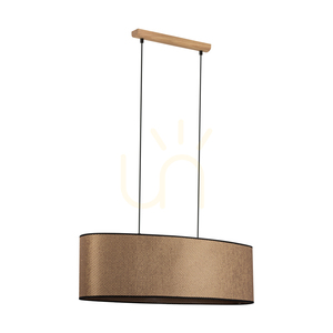 Lampa suspendată Mercedes, stejar uleiat, abajur maro-negru-auriu, 2xE27, 80 cm small 0