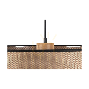 Lampa suspendată Mercedes, stejar tratat cu ulei, abajur maro-negru-auriu, 1xE27, Ø50 cm small 2