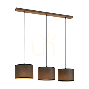 Lampa suspendată Mercedes, stejar uleiat, abajur maro-negru-auriu, 3xE27, 100 cm small 1