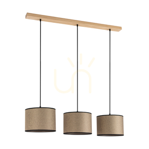 Lampa suspendată Mercedes, stejar uleiat, abajur maro-negru-auriu, 3xE27, 100 cm small 0