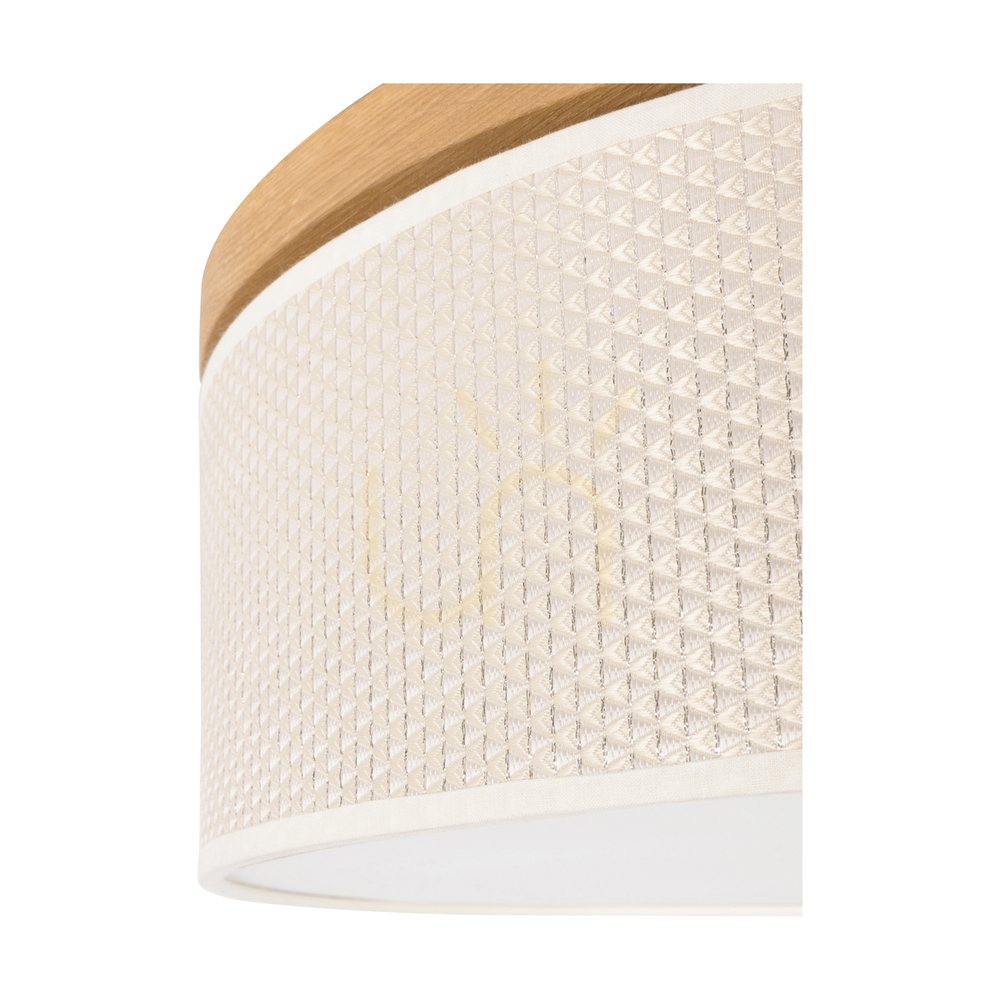 previzualizare Lampa de tavan Mercedes, stejar uleiat, abajur crem și argintiu, 3xE27, Ø48 cm Lampa de tavan Mercedes, stejar uleiat, abajur crem și argintiu, 3xE27, Ø48 cm