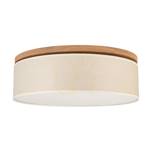 Verifica Lampa de tavan Mercedes, stejar uleiat, abajur crem și argintiu, 3xE27, Ø48 cm