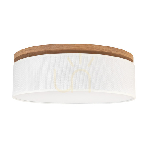 Verifica Lampa de tavan Mercedes, stejar uleiat, abajur alb, 3xE27, Ø48 cm