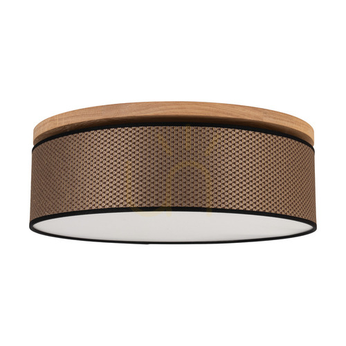 Verifica Lampa de tavan Mercedes, stejar uleiat, abajur maro-negru-auriu, 3xE27, Ø48 cm