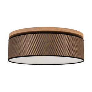 Lampă de tavan Mercedes, stejar uleiat, abajur maro-negru-auriu, 3xE27, Ø48 cm small 0