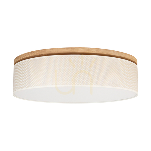 Verifica Lampa de tavan Mercedes, stejar uleiat, abajur crem și argintiu, 4xE27, Ø58 cm