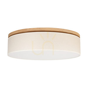 Lampa de tavan Mercedes, stejar uleiat, abajur crem și argintiu, 4xE27, Ø58 cm small 0