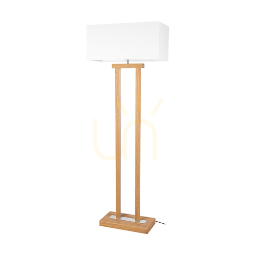 Verifica Lampa de podea Hakon, stejar uleiat/nichel mat, abajur alb, 1xE27 + 2xLED 40 W, 56 cm