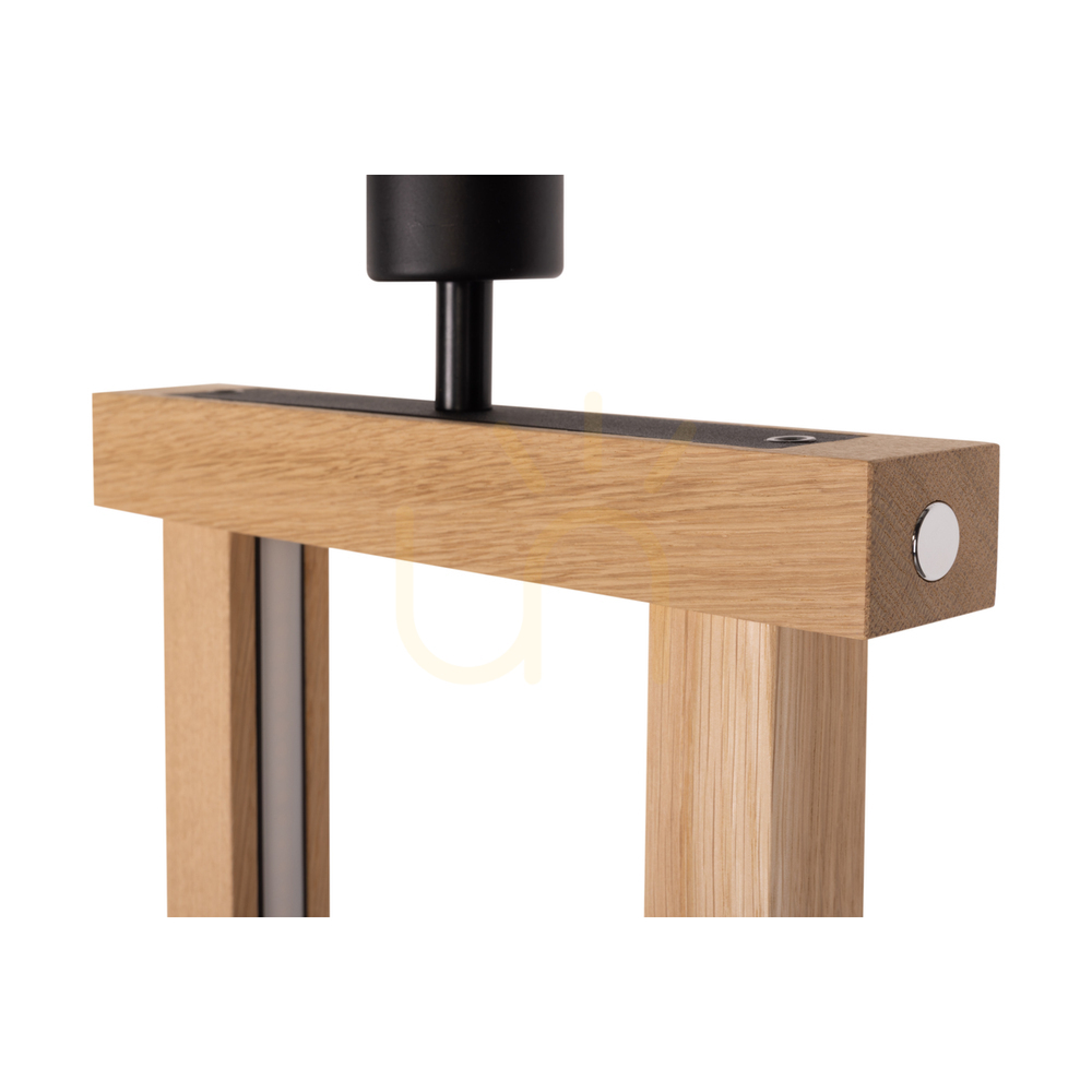 Vedere Lampa de podea Hakon, stejar uleiat/negru, abajur bej, 1xE27 + 2xLED 40 W, 56 cm Lampa de podea Hakon, stejar uleiat/negru, abajur bej, 1xE27 + 2xLED 40 W, 56 cm