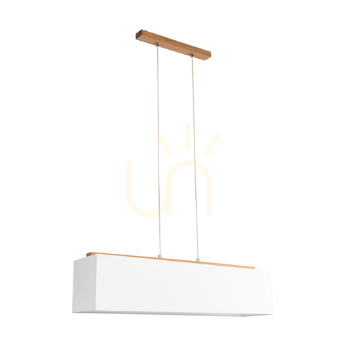 Verifica Lampa suspendată Hakon, stejar uleiat, abajur alb, 4xE27, 90 cm