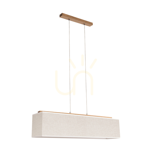 Verifica Lampa suspendată Hakon, stejar uleiat, abajur bej, 4xE27, 90 cm