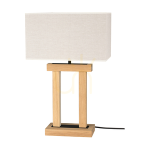Lampa de masă Hakon, stejar uleiat/negru, abajur bej, 1xE27 + 2xLED 40 W, 35 cm small 0