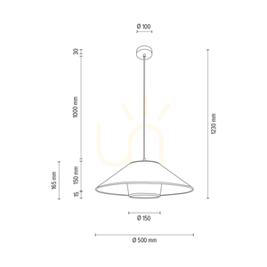 Lampa suspendată Amigo, stejar uleiat, abajur bej/negru, 1xE27, Ø50 cm small 2