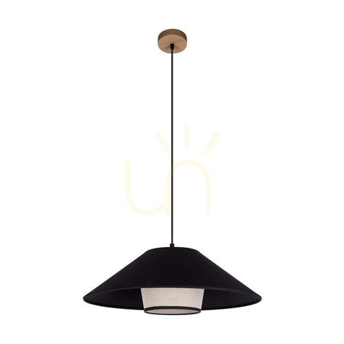 Verifica Lampa suspendată Amigo, stejar uleiat, abajur bej/negru, 1xE27, Ø50 cm
