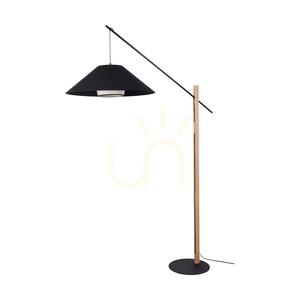 Lampa de podea Amigo, stejar uleiat/negru, abajur bej/negru, 1xE27, 160 cm 0 Lampa de podea Amigo, stejar uleiat/negru, abajur bej/negru, 1xE27, 160 cm small 0