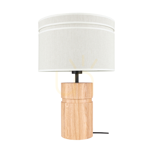 Verifica Lampa de masă Palo, stejar uleiat/negru, abajur bej, 1xE27, Ø35 cm