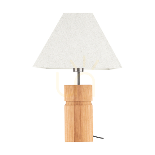 Verifica Lampa de masă Forte, stejar uleiat/nichel mat, abajur bej, 1xE27, 35 cm