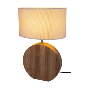Lampa de masă Logan, stejar uleiat/nichel mat, abajur crem și argintiu, 1xE27, 36 cm small 1