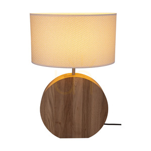 Lampa de masă Logan, stejar uleiat/nichel mat, abajur crem și argintiu, 1xE27, 36 cm small 2